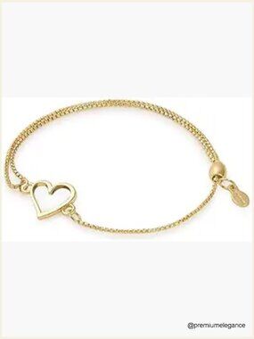 Heart Charm Adjustable Pull Chain Bracelet, Sterling Silver, 5.5-9.5 in
